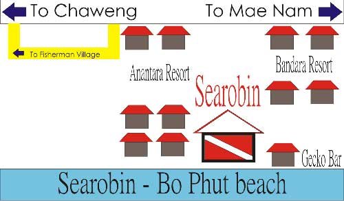 Dive shop at Bophut beach between Anantara Resort & Bandara Resort & Spa
