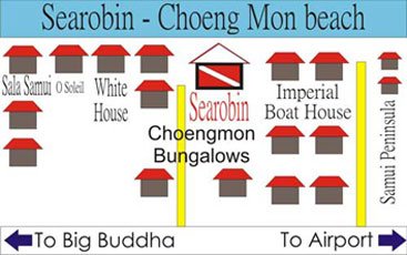 PADI dive center map at Choeng Mon Beach