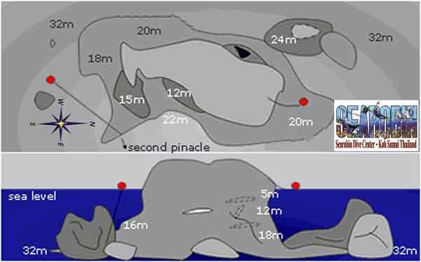 Sail Rock Dive site map